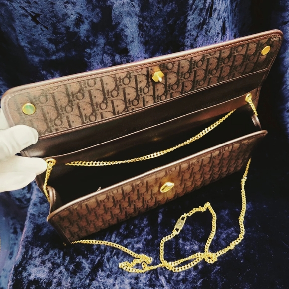 Christian Dior Vintage Clutch Purse Authentic Monogram Made France Frame 1980s - Picture 6 of 12